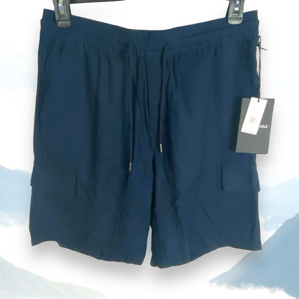Kenneth Cole Drawstring Waist Navy Linen Short